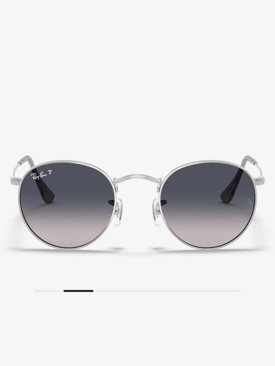 Ray-Ban Polarized Silver Round Metal Sunglasses with Gradient Gray Lenses main image 5
